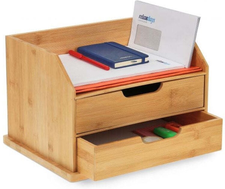 Bamboo desk organiser with drawers