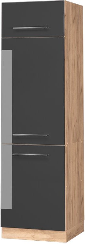 Vicco - Kühlumbauschrank Fame-Line, Anthrazit Hochglanz, 60 cm