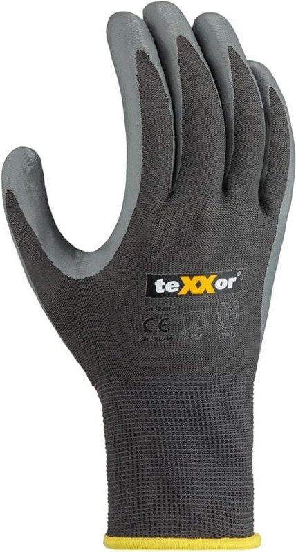 teXXor® Polyester-Handschuhe NITRIL BESCHICHTET, Grau/Grau