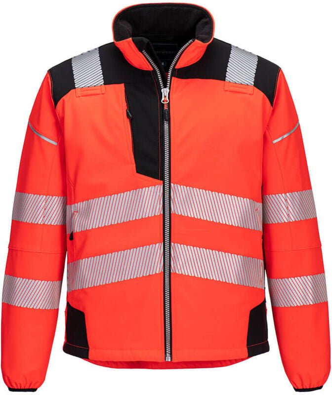 Thumbnail - Softshell-Jacke Hochsichtbarkeit PW3 Rot/Schwarz 2XL