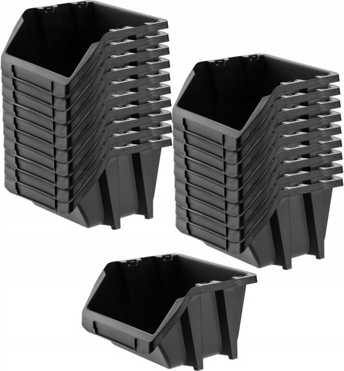 Werkstatt-Stapelkiste, Lagerboxen (Schwarz, 20er Set - 214x198mm) - Kadax