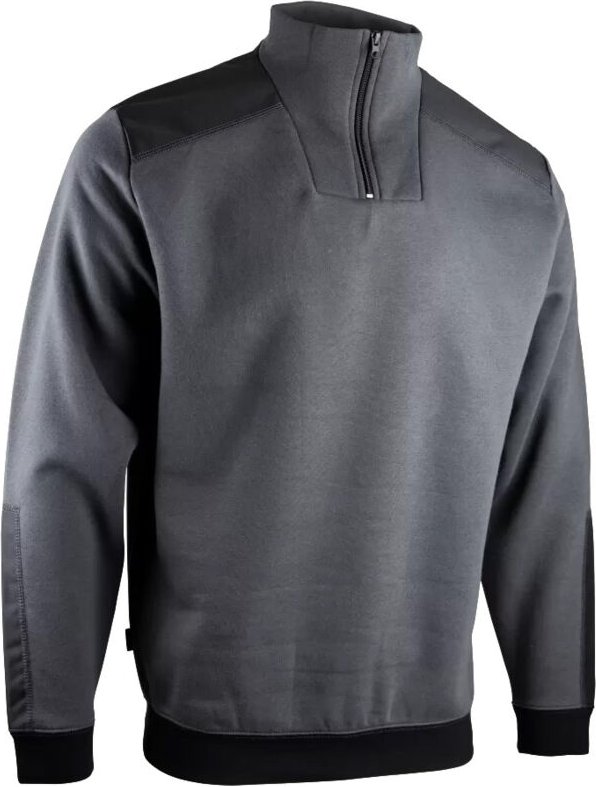 Thumbnail - Zweifarbiges Sweatshirt mit Trucker-Kragen LMA Grau/Schwarz - 8092-S