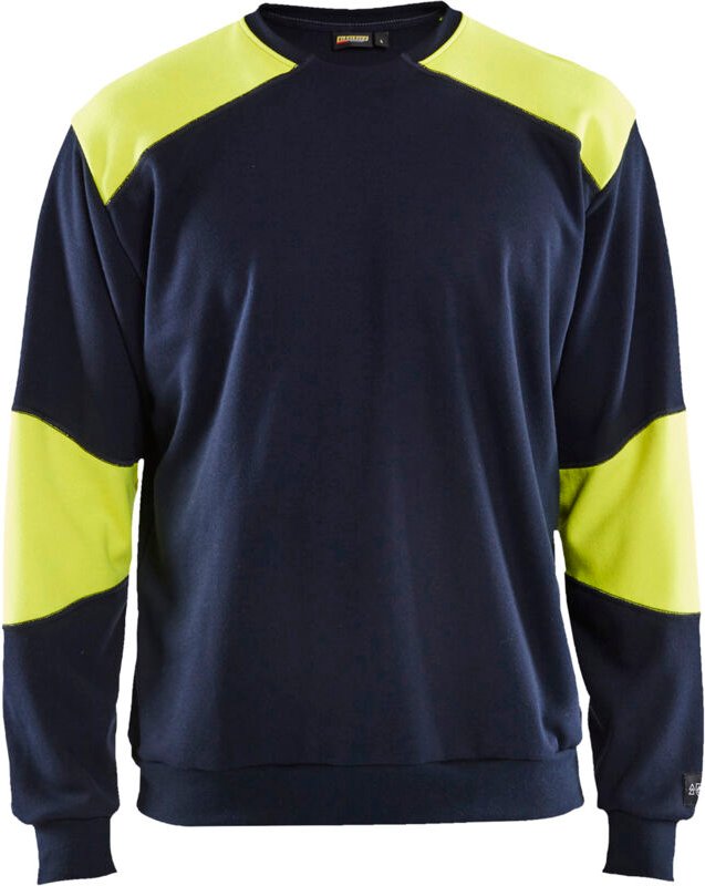 Arbeits-Sweatshirt mit Flammschutzmittel 3458 – Marine/Neongelb 4XL