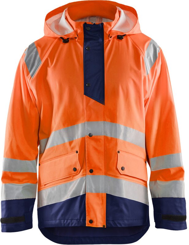 Hochsichtbare Regenjacke Level 1 4323 - Neonorange / Marine S
