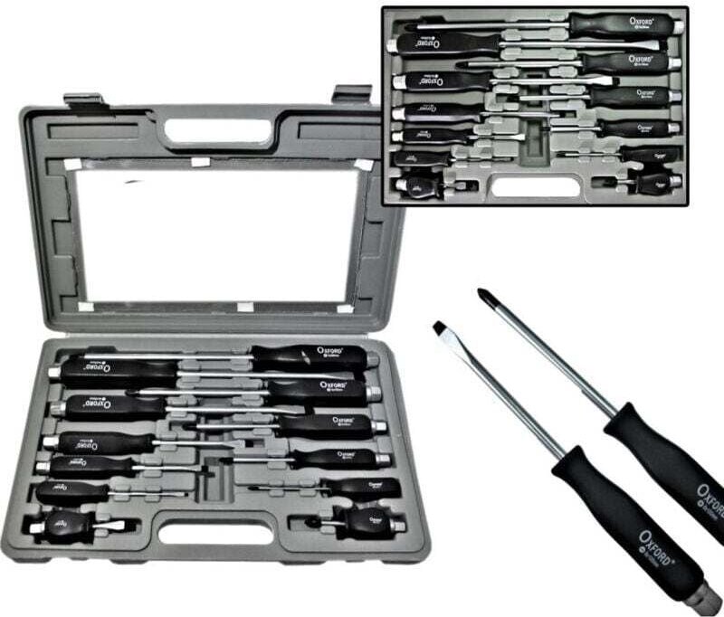 Kit 12-teiliger Schraubendrehersatz, Kreuzschlitz- und Schlitz-Schlagschraubendreher mit Schlaggriff - - Ymyny