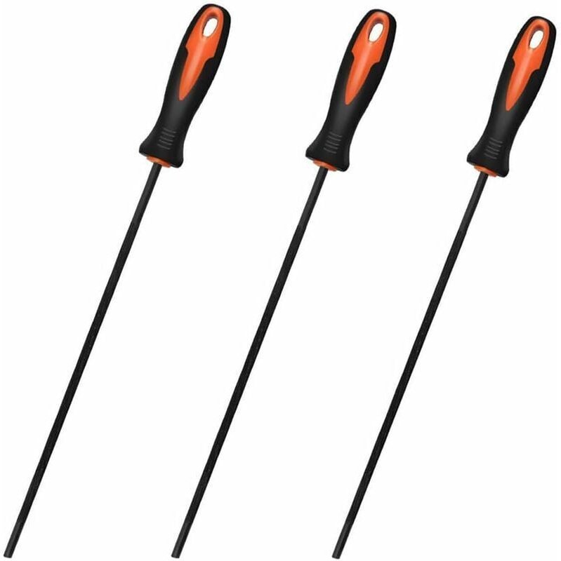 CHOYCLIT 3-teilige Kettensägenfeile, Kettensägenfeile, robust und langlebig, mit Griff, angenehm zu halten, 4,0 mm, 4,8 ...