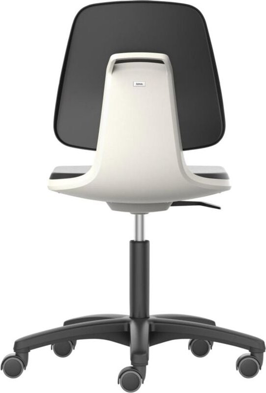 Thumbnail - Arbeitsstuhl Labsit 2, pu weiß Sitzhöhe 450-650 mm, mit Rollen - Bimos