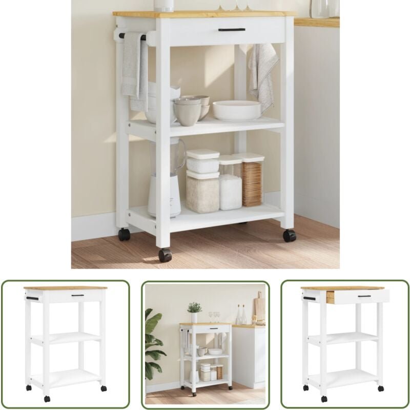 Küchenwagen monza 60x40x90 cm Massivholz Kiefer - Holz Küchenwagen - Küchenschrank - Retro Möbel - Vintage Stil - Kiefer...