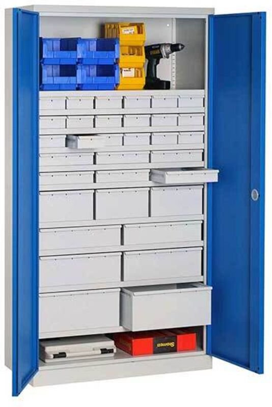 Werkstattschränke - 33 Schubladen und 10 Regalböden - RAL 5015 - W030090024-GCBI