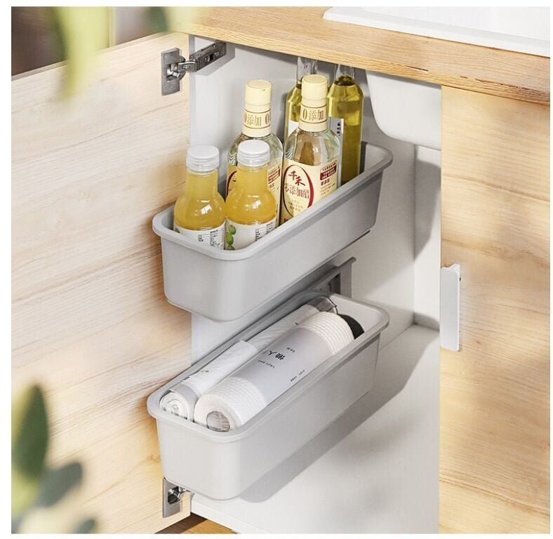 Thumbnail - Stück Schiebekorb-Schrank-Organizer für Küche und Bad, Schubladengriffe unter der Spüle, Schrank-Organizer, Wandmontage,...