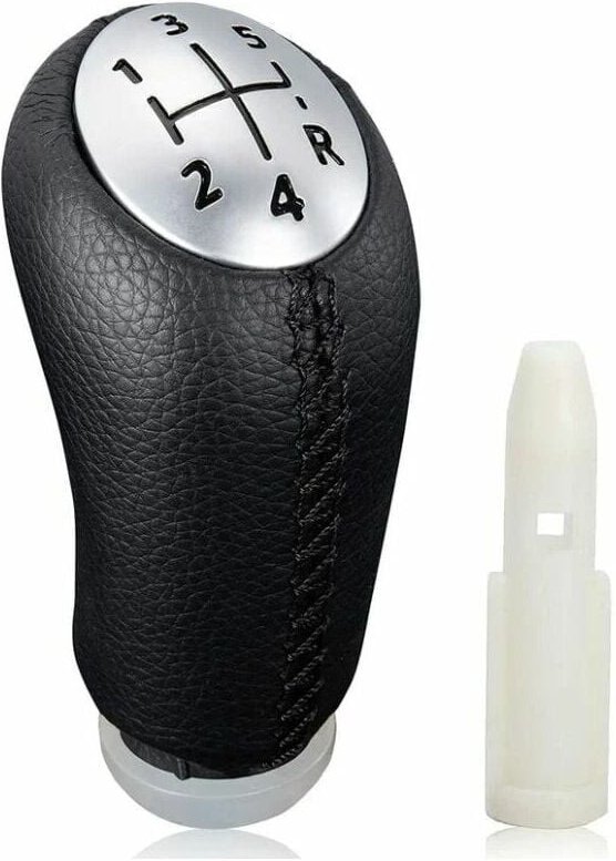 Ulisem - Manueller Schaltknauf für Renault Clio iii 2005–09, Megane 2 Laguna 2003–09, schwarzes Leder, mit Adapter