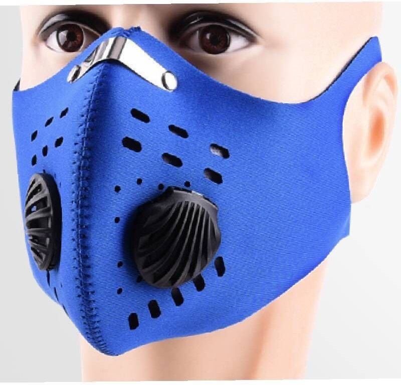 Anti-Pollution-Maske in Militärqualität schützt vor Smog, Abgasen, Staub und Pollen (blau)
