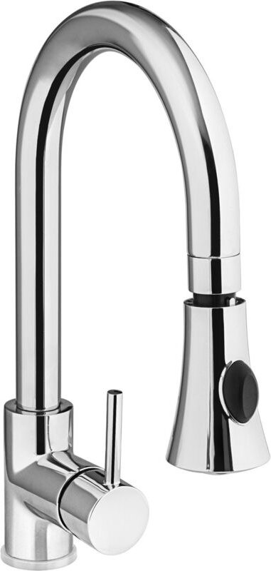 Einloch-Waschtischarmatur aus Edelstahl mit Dusche, Höhe 370 mm - Hendi 810163