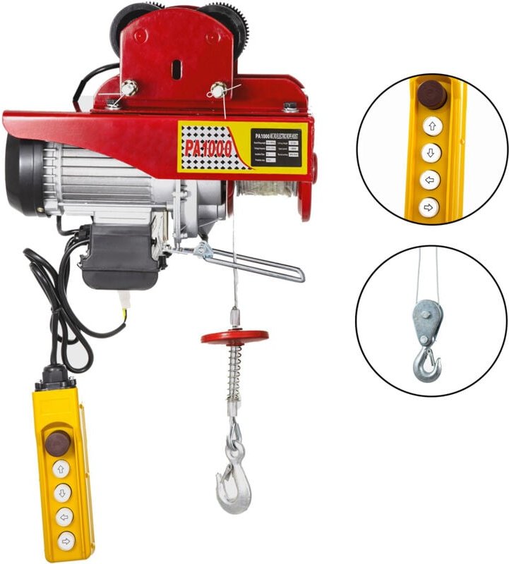 Elektroseilzug mit Laufkatze, 1000 kg Tragkraft, Fernbedienung, Industrie-Hebezeug - Mophorn