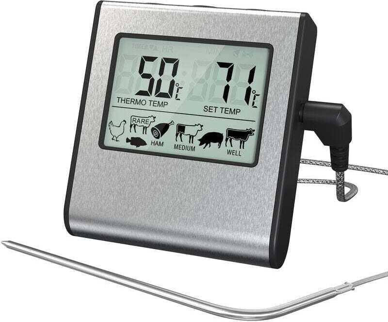 Thumbnail - Digitales Fleisch-Kochthermometer mit großem LCD-Display für Räucherofen, Küchenleckereien, BBQ-Grillthermometer mit Tim...