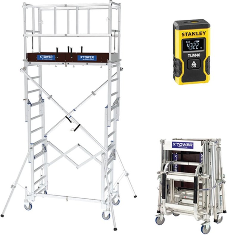 Teleskopgerüst - maximale Arbeitshöhe 4.00m + Laser 12m - 22405520/LASER