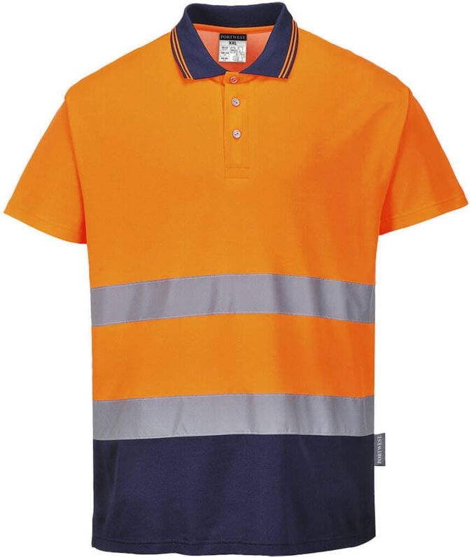 Polo Baumwolle Komfort Orange/Marine 2XL