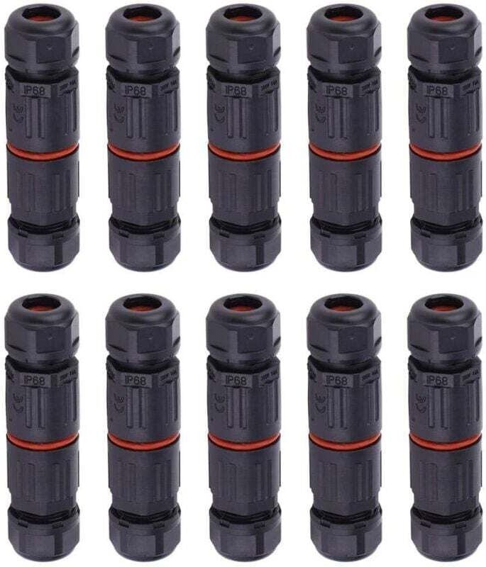 10 pcs IP68 Etanche Connecteur de Câble Electrique, Femelle 3 Broches Connecteurs Etanches Prise de Courant Extérieure R...