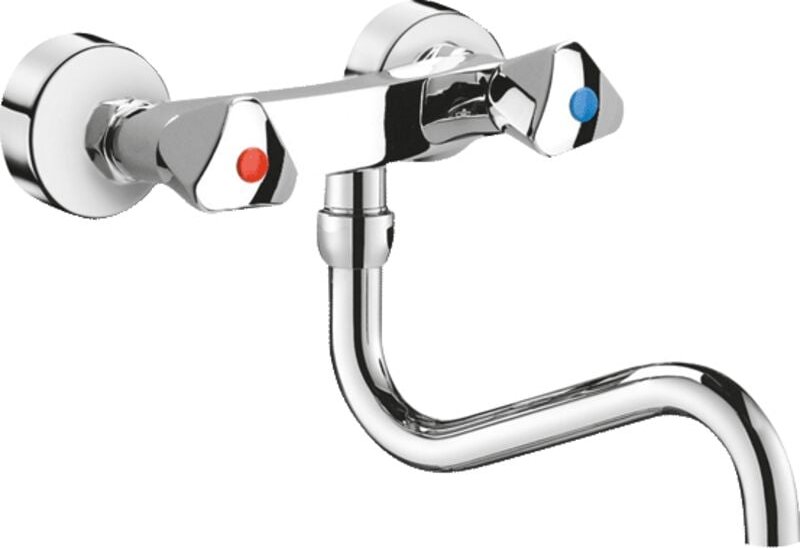 Delabie Wand Zweigriffmbatt. f.Spüle,Schwenkausl. unten L200mm