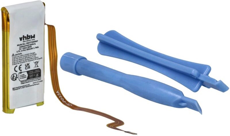 vhbw Akku kompatibel mit Apple iPod G5 30GB MA002X/A, G5 30GB MA146, G5 30GB MA146/A MP3-Player Musik Player (450 mAh, 3...