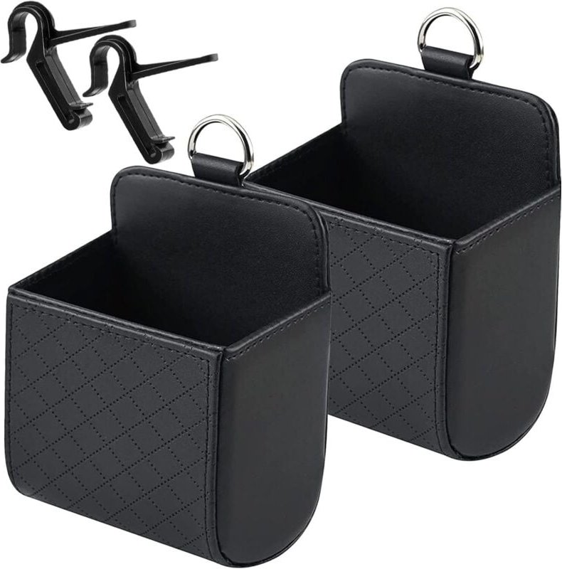 Stücke Leder Auto Lüftungsauslass Organizer, pu mit Haken Universal Auto Aufbewahrungstasche für Aufbewahrung als Stift ...
