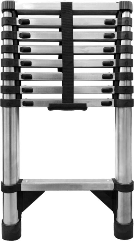 Telescopische Leiter 9 Stufen, anlehnbar, faltbar, rutschfest - Höhe 2,6 m