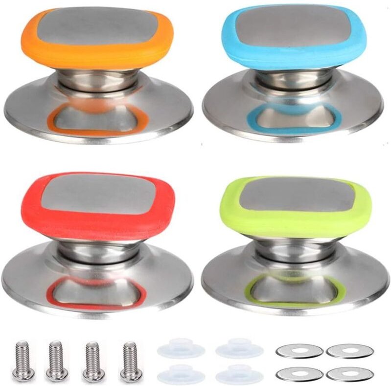 Linghhang - 4 Stück Topfdeckelknöpfe (Rot, Blau, Grün, Orange), Topfdeckelknöpfe, Ersatzteile für Haushaltsherde, univer...