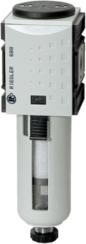 Vorfilter »futura«, PC-Beh., Schutzkorb, 0,3 µm, bg 2, g 1/2, va - Riegler