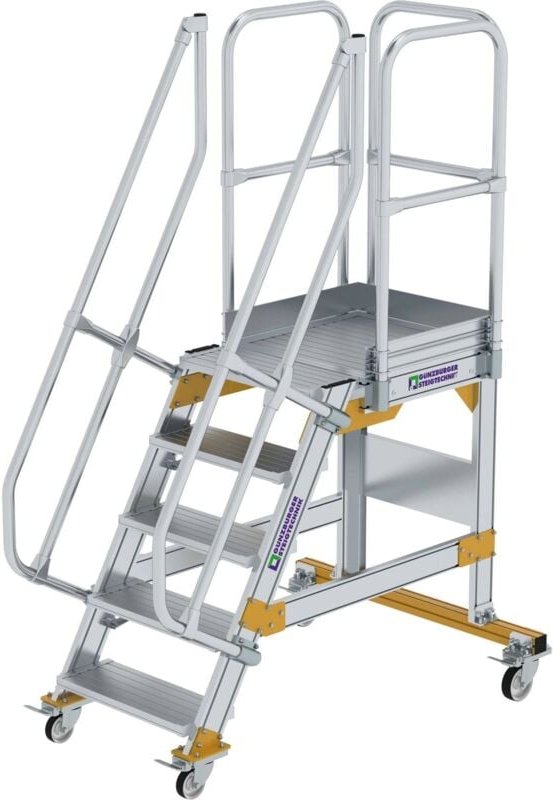 Plattformtreppe 60° fahrbar Stufenbreite 0,6 m 5 Stufen - 600705 - Günzburger Steigtechnik