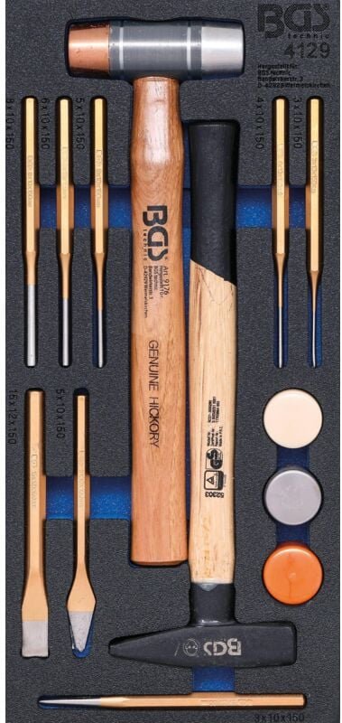 Bgs Technic - Werkstattwageneinlage 1/3: Hammer- und Meißel-Satz 14-tlg.