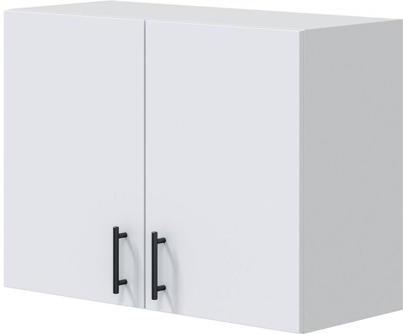 Hängeschrank 2 Türen Este, Wandregal, Multifunktionshilfe-Schrank, 80x34 h59 cm, Weiß - Dmora