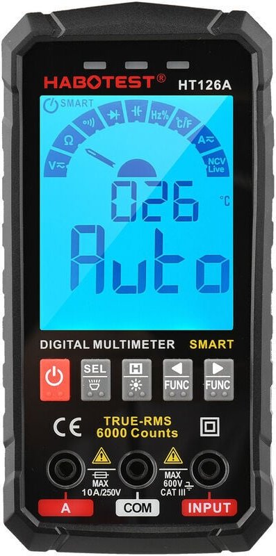 Intelligentes digitales Multimeter, 6000 Zählimpulse, True RMS, LCD-Hintergrundbeleuchtung, elektrischer Tester, Voltmet...