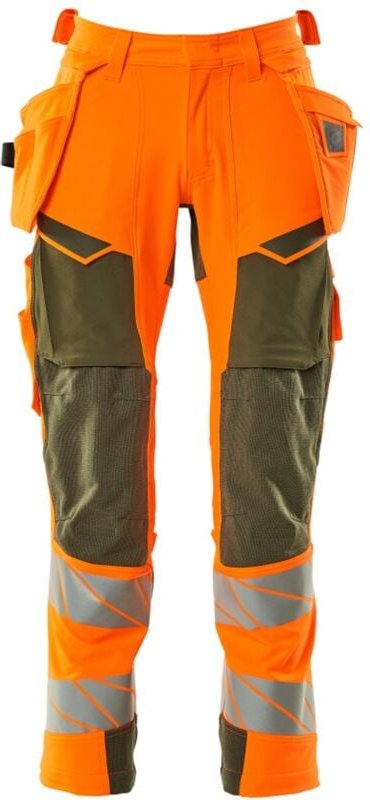 Warn-Stretchhose mit Hängetaschen 19031-711 Gr. 116 hi-vis orange/moosgrün - Mascot