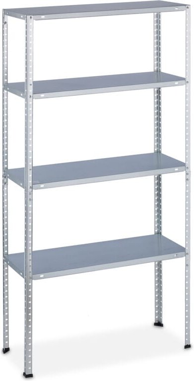 2 x Schwerlastregal, Traglast: 200 kg, 4 Ebenen, HxBxT: 150 x 75 x 30 cm, Keller & Garage, Stahl, verzinkt, silber