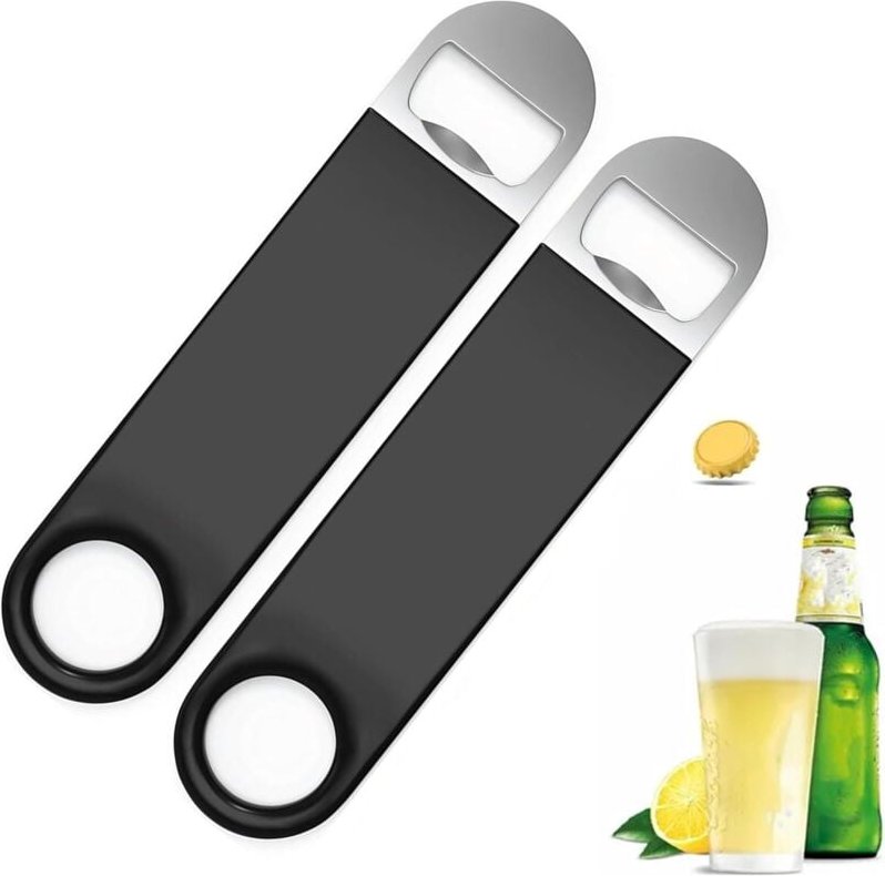 Bluedeer - 2 Packungen Flaschenöffner, Edelstahl Barkeeper Bierflaschenöffner, Schwarzer beschichteter Griff für Home Pu...