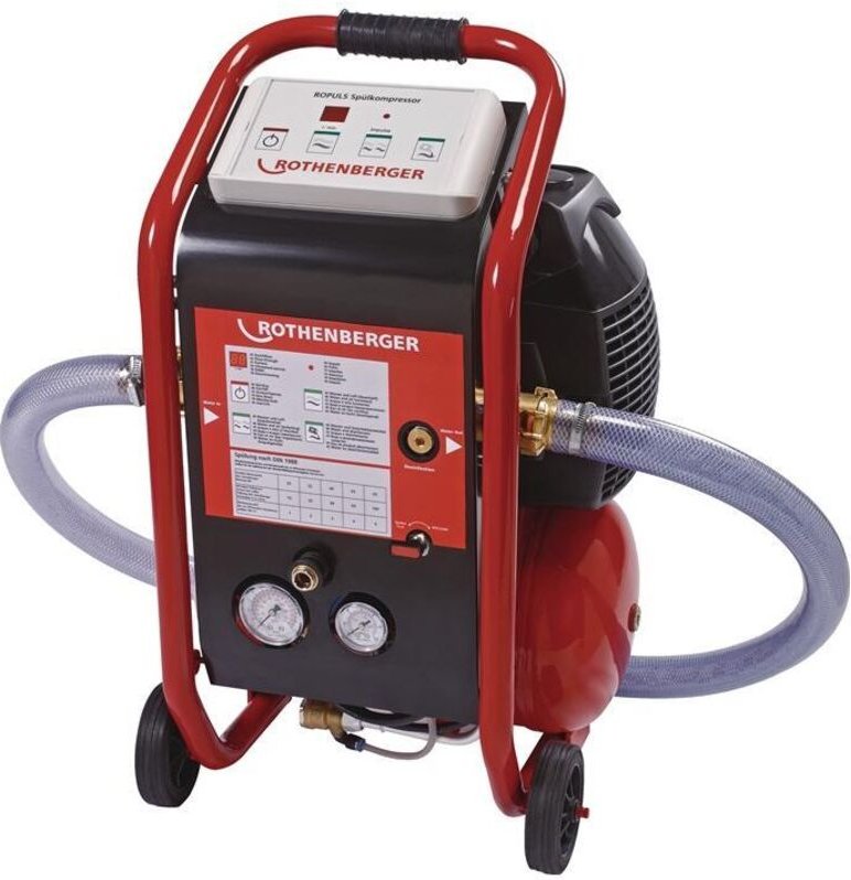 Rothenberger - Spülkompressor ropuls d, Zwei Spülstufen inkl. 2x Gewebeschlauch