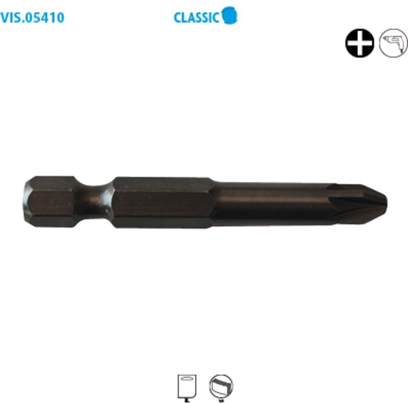 Schraubendreheraufsatz, lange Serie 1/4'' - PHILLIPS® Classic PH N°2 Long. 50, Packung mit 2