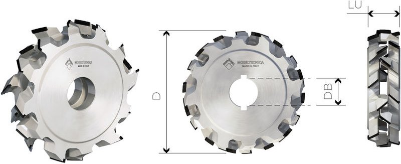 Mtecf031.11 - Einstellbare Schleif-Fräsen Axialität 45° - Mobiltecnica .11d180 Lu30/48 Z5+5 Ztot30 Db35 + 2 Dkn Ax45° Re...