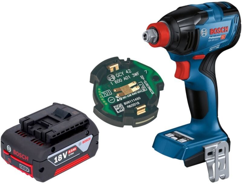 Bosch gdx 18V-210 c Professional Akku Drehschlagschrauber 18 v 210 Nm Brushless + 1x Akku 4,0 Ah + gcy 42 Bluetooth Modu...