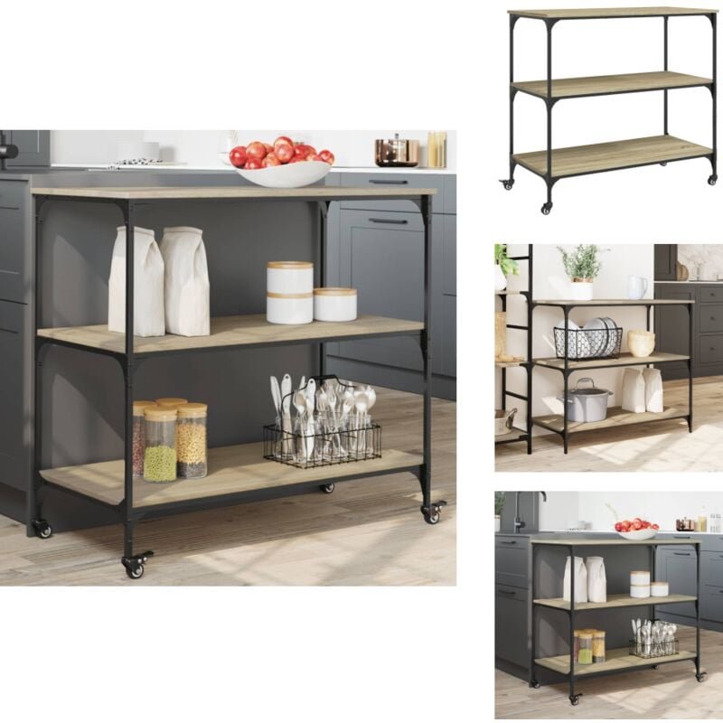 Küchenwagen Sonoma-Eiche 102x50x95 cm Holzwerkstoff - Küchenwagen - Holzwerkstoffmöbel - Esstisch - Sideboard - Vintage ...