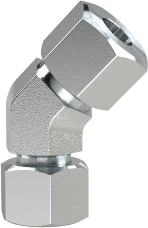 Einst. 45°-Anschlussverschr. M22x1,5 i., Rohr-AØ 15, Stahl verz. - Riegler