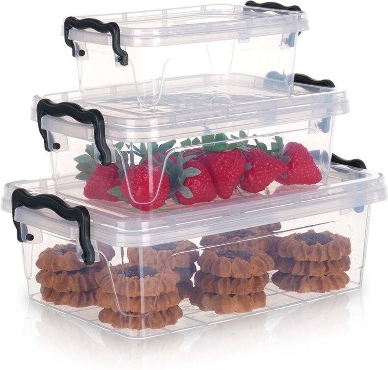 Lebensmittelbehälter mit Deckel 0,6/1,2/2 l 3 Stk.