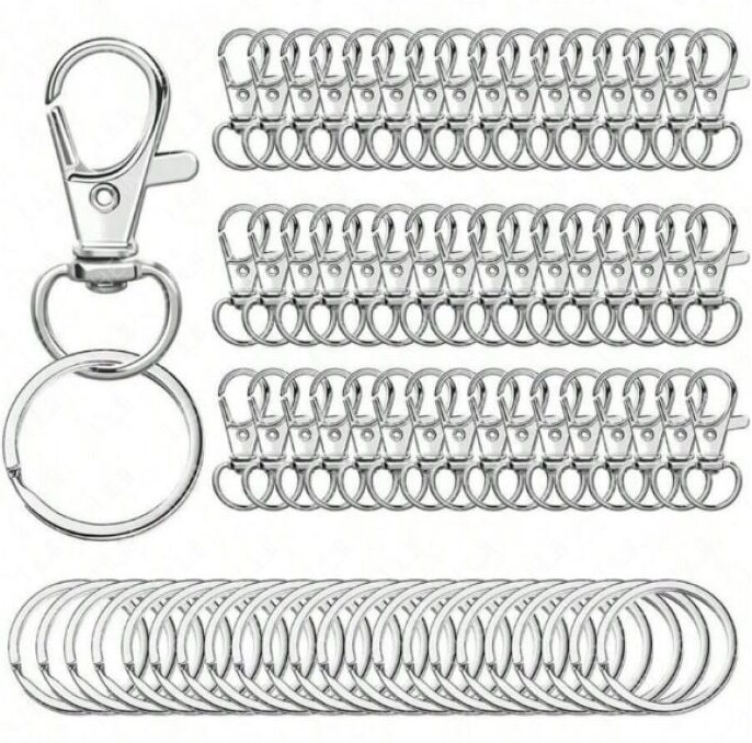 50 Stück Metall-Karabiner-Schlüsselanhängerringe, Schlüsselring-Clip, Karabinerverschluss, drehbarer Schlüsselanhänger, ...