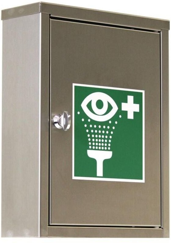 Augenspülschrank leer Edelstahl V4A inkl. Piktogramm zum Aufkleben