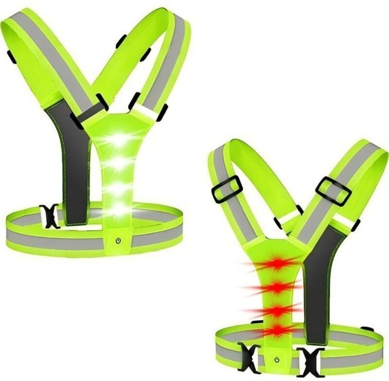 Thumbnail - LED-Sicherheitsweste, elastisch und verstellbar – Reflektorweste mit LED-Licht zum Joggen, Wandern oder Radfahren bei Na...