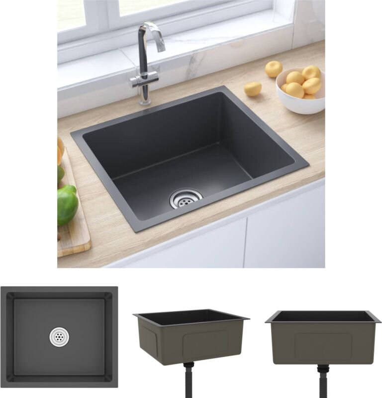 The Living Store Handgemachte Einbauspüle Schwarz Edelstahl - Küchenspülen & Spülbecken - Schwarz