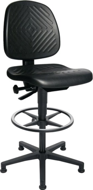 Thumbnail - Arbeitsdrehstuhl TEC40 Counter Bodengleiter+Fußring PUR-Schaum schwarz 590-840mm - 72240 PU0T - Topstar