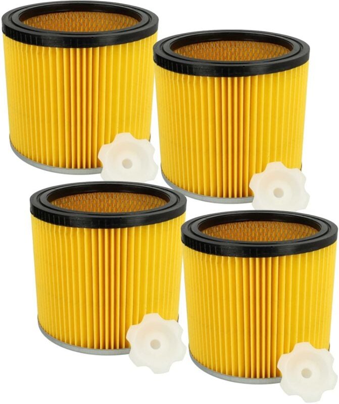 4x Faltenfilter Ersatz für Bosch 2 607 432 001, 2607432001 für Staubsauger - Patronenfilter, Gelb Schwarz Silber - Vhbw