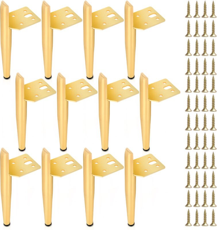 12er Set Möbelfüße Tischbeine Sockelfuß Tischfuß Möbel Metall Gold Höhe:200 mm - Swanew