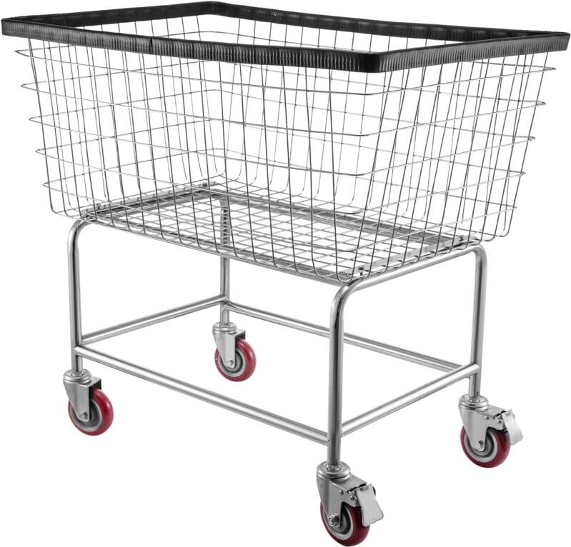 Mophorn - Wäschewagen aus Draht, 4,5 Scheffel, 35' x 15,7' x 22' kommerzieller Korb mit Rädern, verchromter Stahlrahmen,...